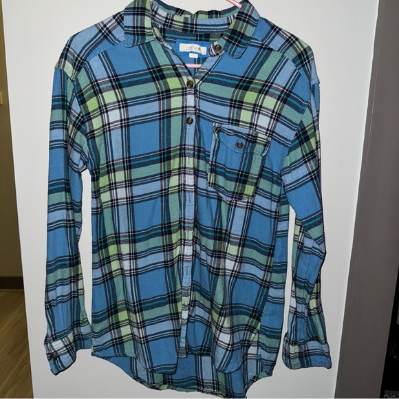Aerie Pocket front long length button up flannel - Picture 1 of 4